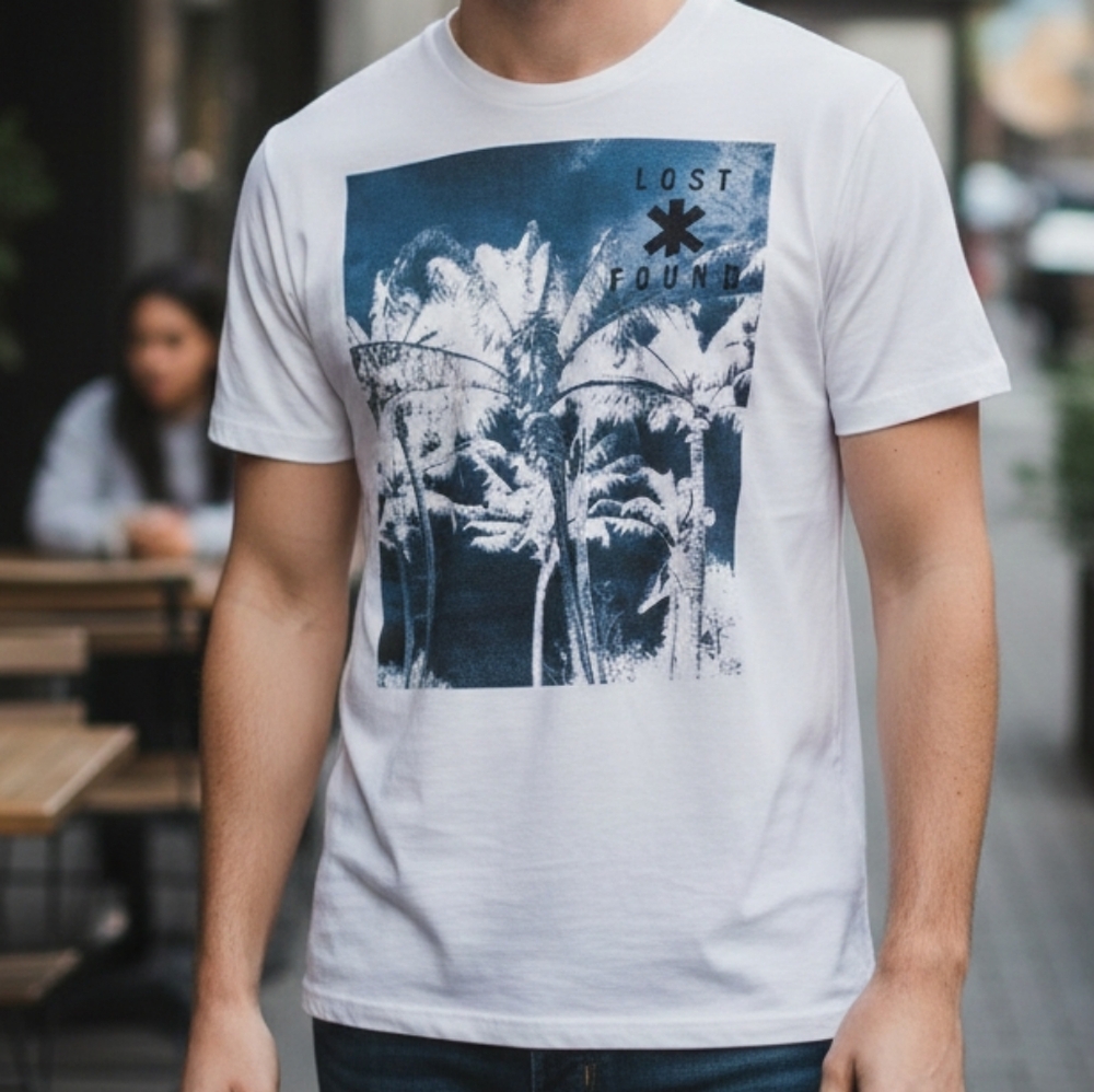 Lost And Found White Palm Graphic Tee Mens Medium